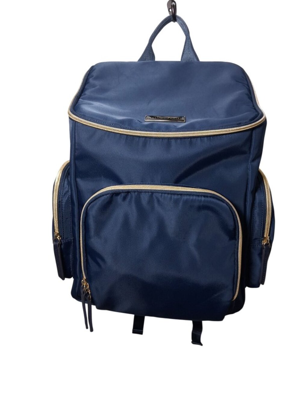 Austin  Fowler Navy Diaper Backpack With Gold Zippers And Multiple Compartments